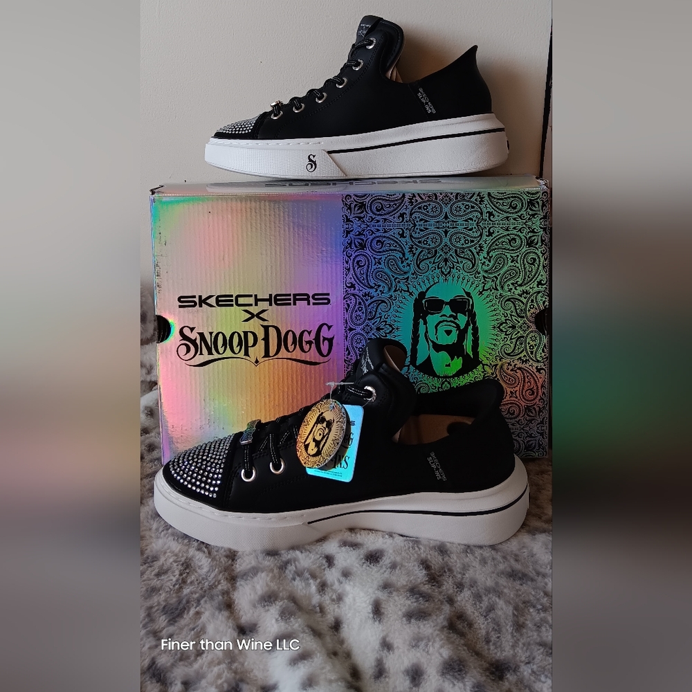 Skechers x Snoop Dogg Black Sneakers With Free Poster Women's Size 9